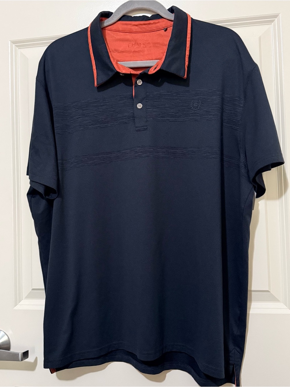 Chaps Men’s Sport Golf Shirt Polo Charcoal Grey and Orange XXL